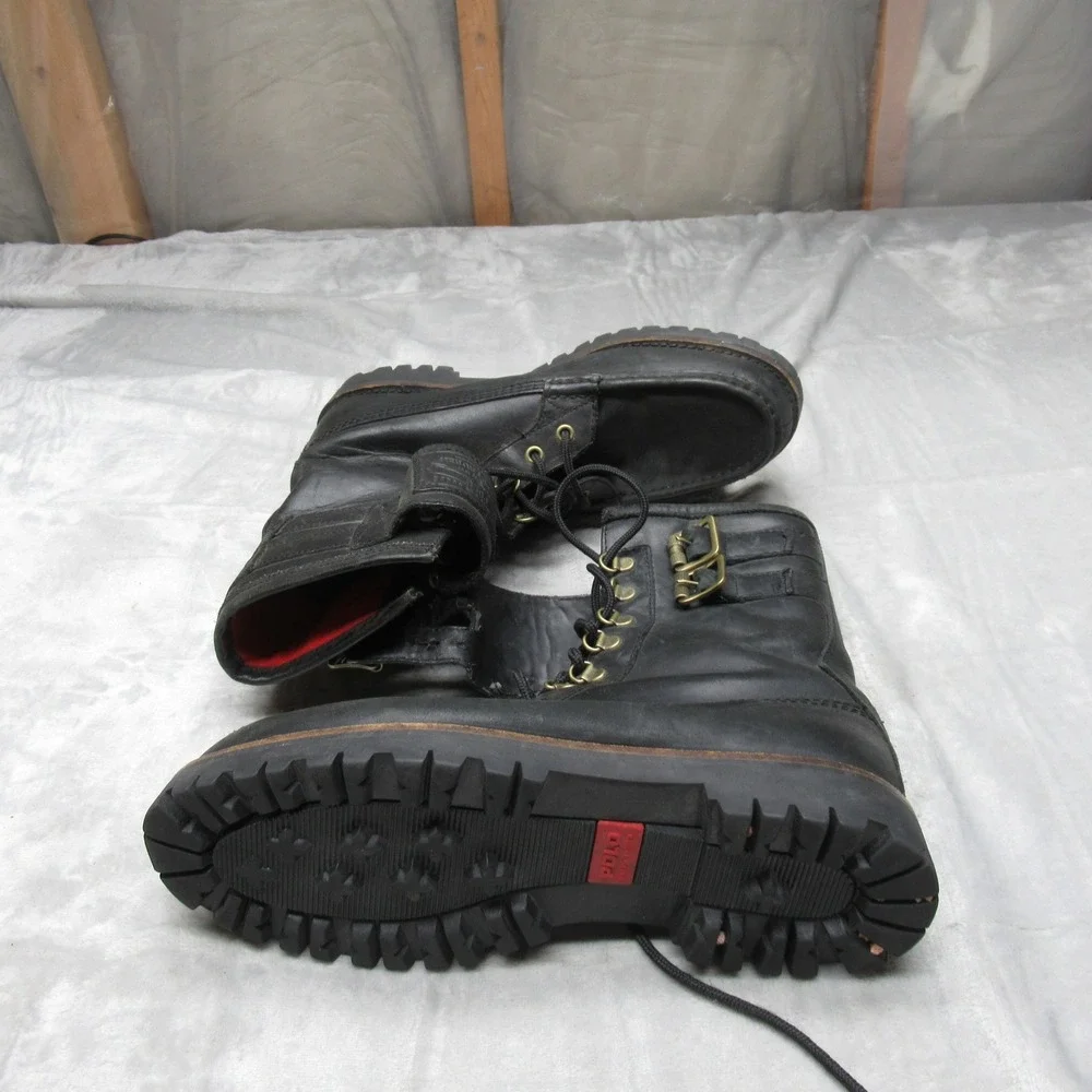 Polo Ralph Lauren Mens 9.5D Wolcott Boots BLK Leather Buckle Work Combat Ranger - Picture 7 of 16